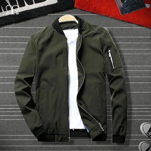 Mens Fashion Jackets and Coats New Men's Windbreaker bomber jacket autumn - Picture 4 of 7